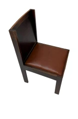 Art Deco Modernist Side Chair with Leather Seat, 1930s